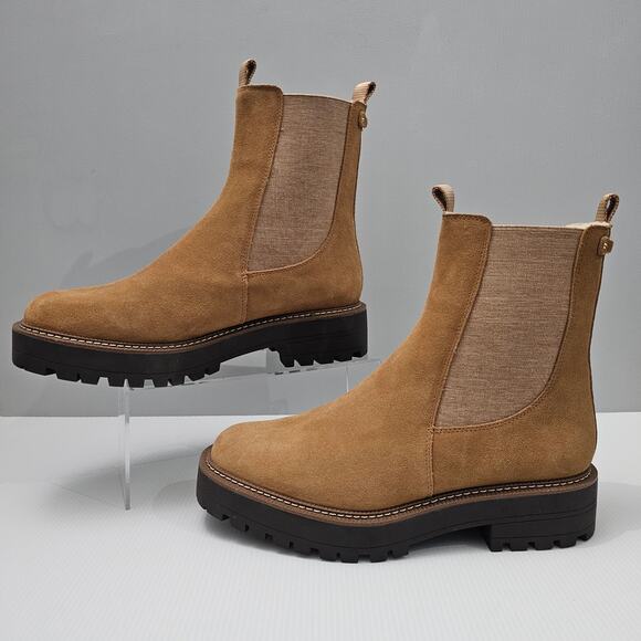 NEW Sam Edelman Laguna Ankle Boot Womens 10.5 Tan Leather Chelsea Waterproof - Picture 2 of 14